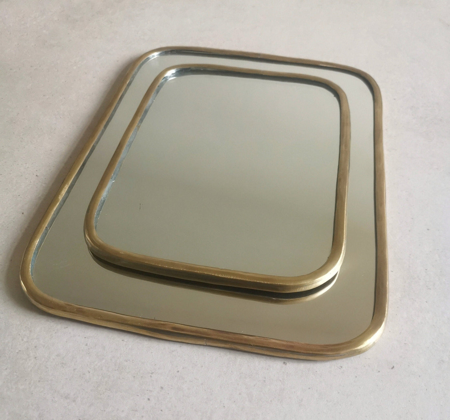 Rectangular mirror with golden brass frame, rectangular wall mirror, handmade in Morocco