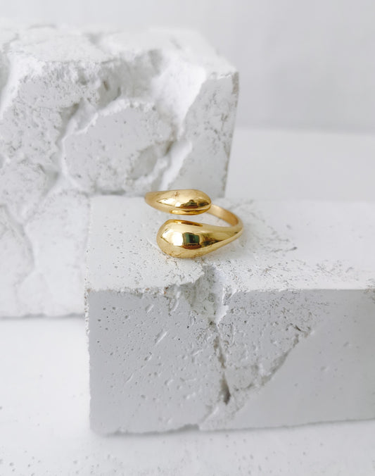 Ring minimalistisch aus Messing, Verstellbarer Ring, Tropfen Ring, Chunky Ring, Geschenkidee