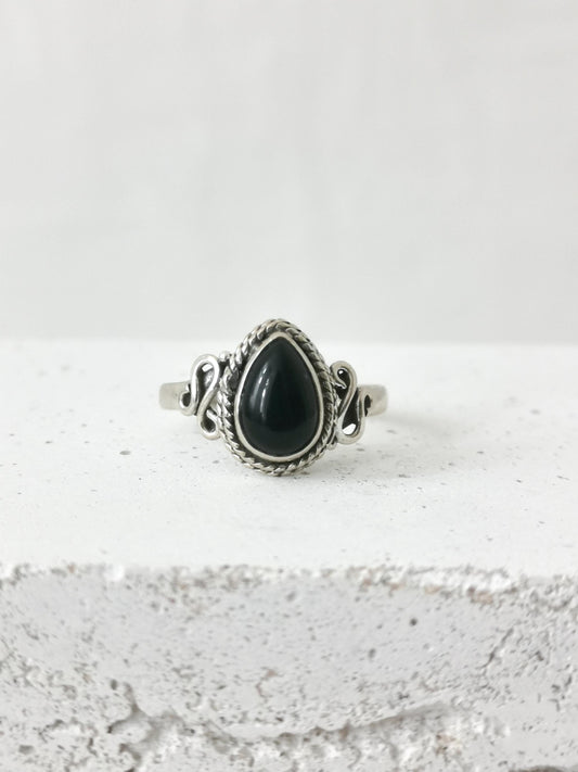 925 Silber Ring mit Onyx Stein, schwarzer Onyx Silberring, Sterling Silber Ring mit Onyx Edelstein