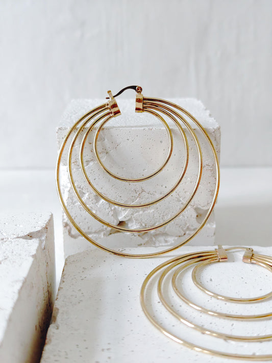 Big brass hoop earrings | Tribal Earrings | gold earrings | bohemian earrings | 4 hoop hoop earrings | Ethnic Hoops | Festival Jewelry | cocosy.berlin