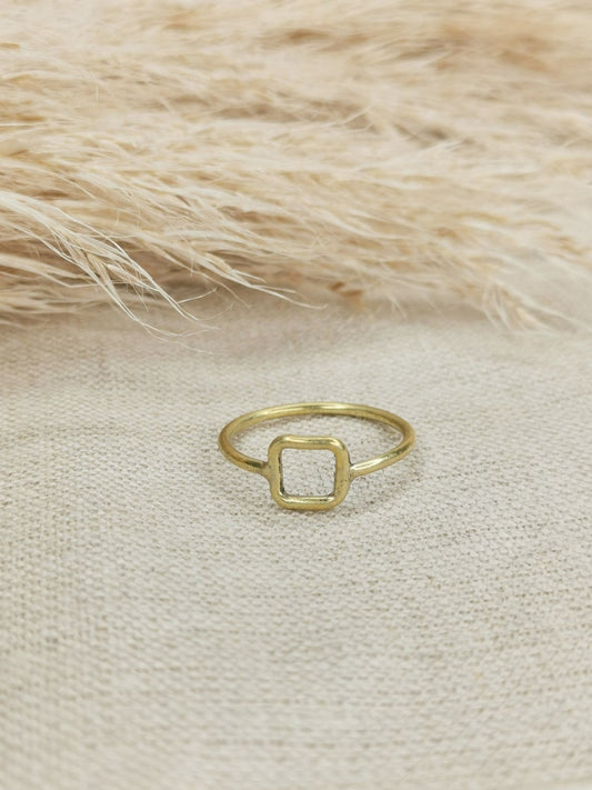 Quadrat Ring, Stapelring, Minimalistischer Ring, Geometrischer Ring, Ring quadratisch, Goldener Ring, Messingring Gold