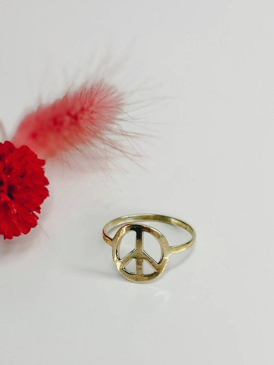 Peace Ring aus Messing, Stapelring, Minimalistischer Ring, Peace & Love Ring, Goldener Ring, Messingring Gold