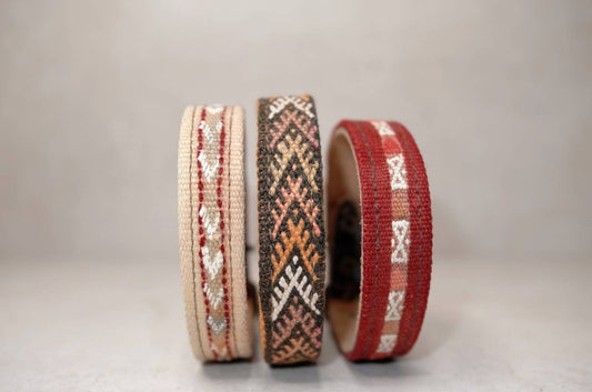 Dog collar made of leather and vintage kilim fabric, Small dog collar from Morocco, Moroccan collar for small dogs, handmade